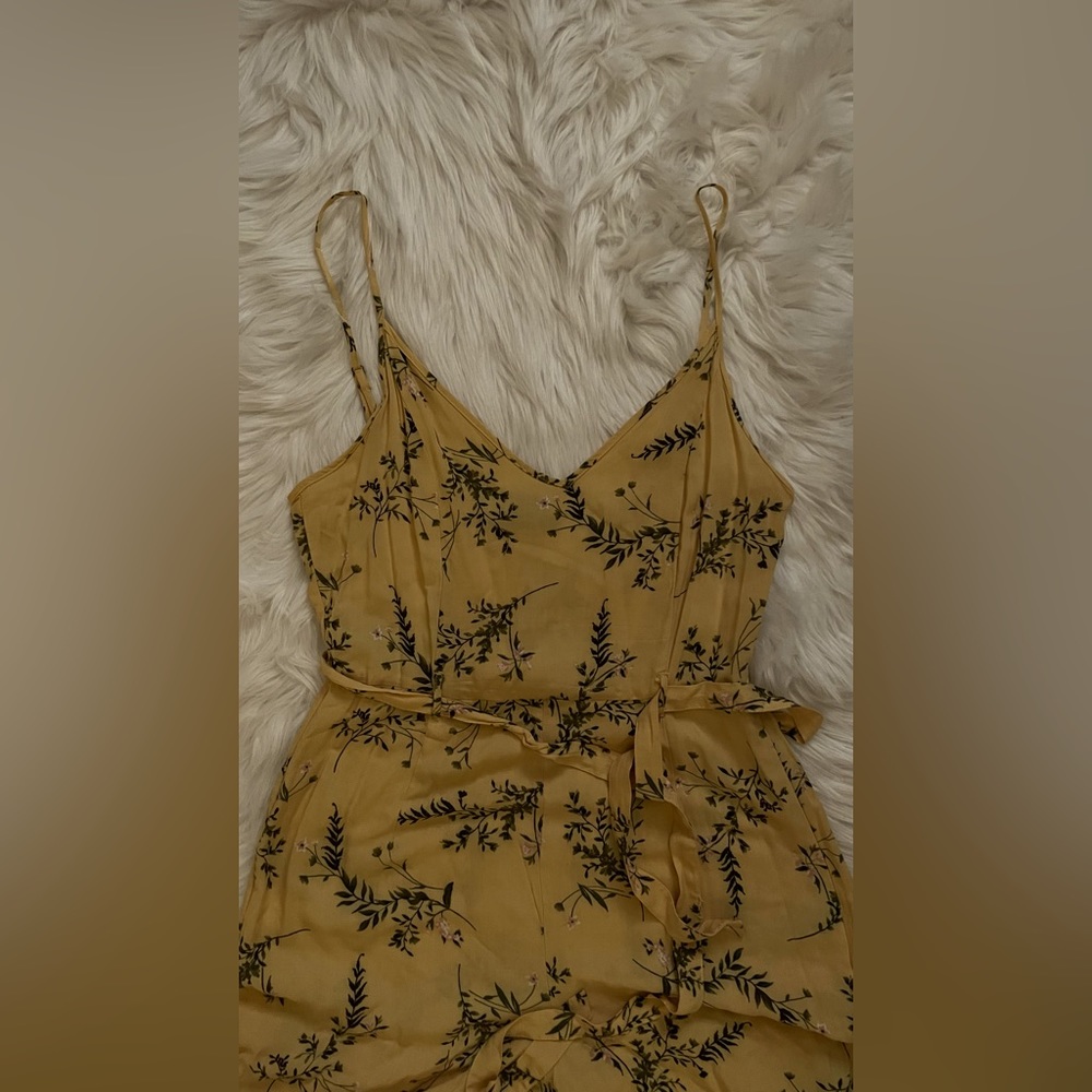 Size L yellow/green wide leg jumpsuit